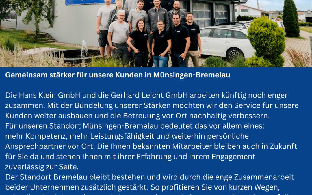 Zusammenarbeit Hans Klein GmbH und Gerhard Leicht GmbH